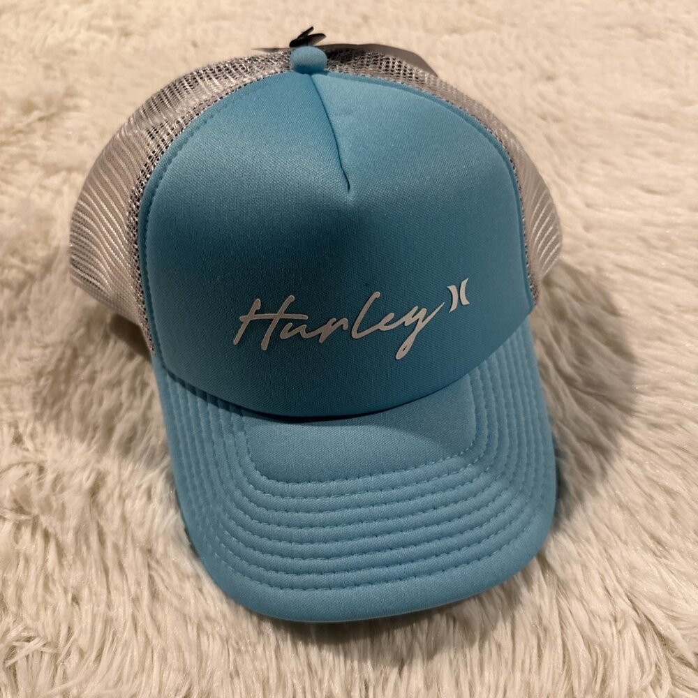 Hurley womens NWT Blue Ocean Icon Trucker Hat Adjustable beach surf